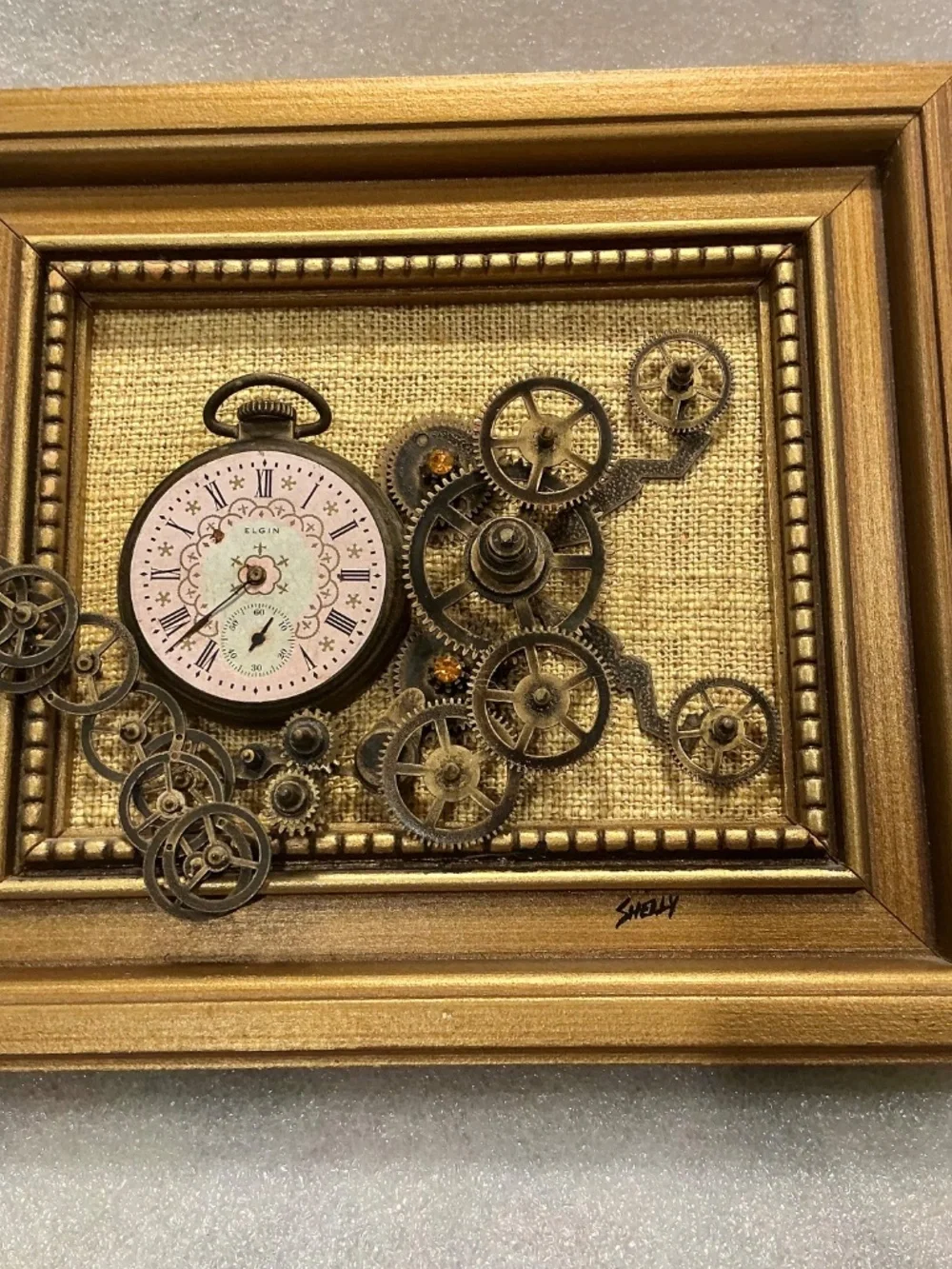 Vintage Steampunk 3D Wall Art Collage Stop Watch Shelly Rosenthal